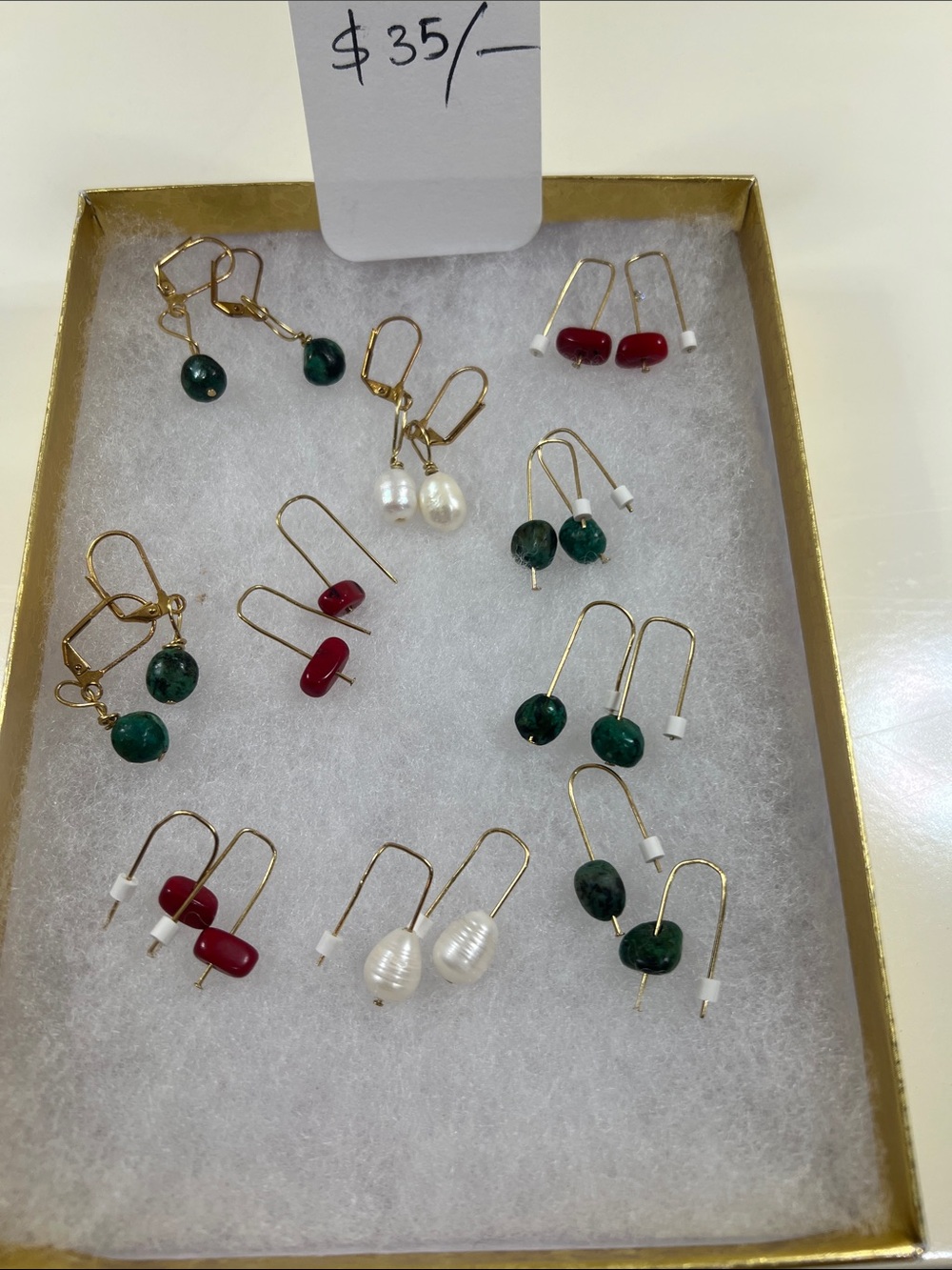Handcrafted Green and Red Bead Drop Earrings - Women Jewelry